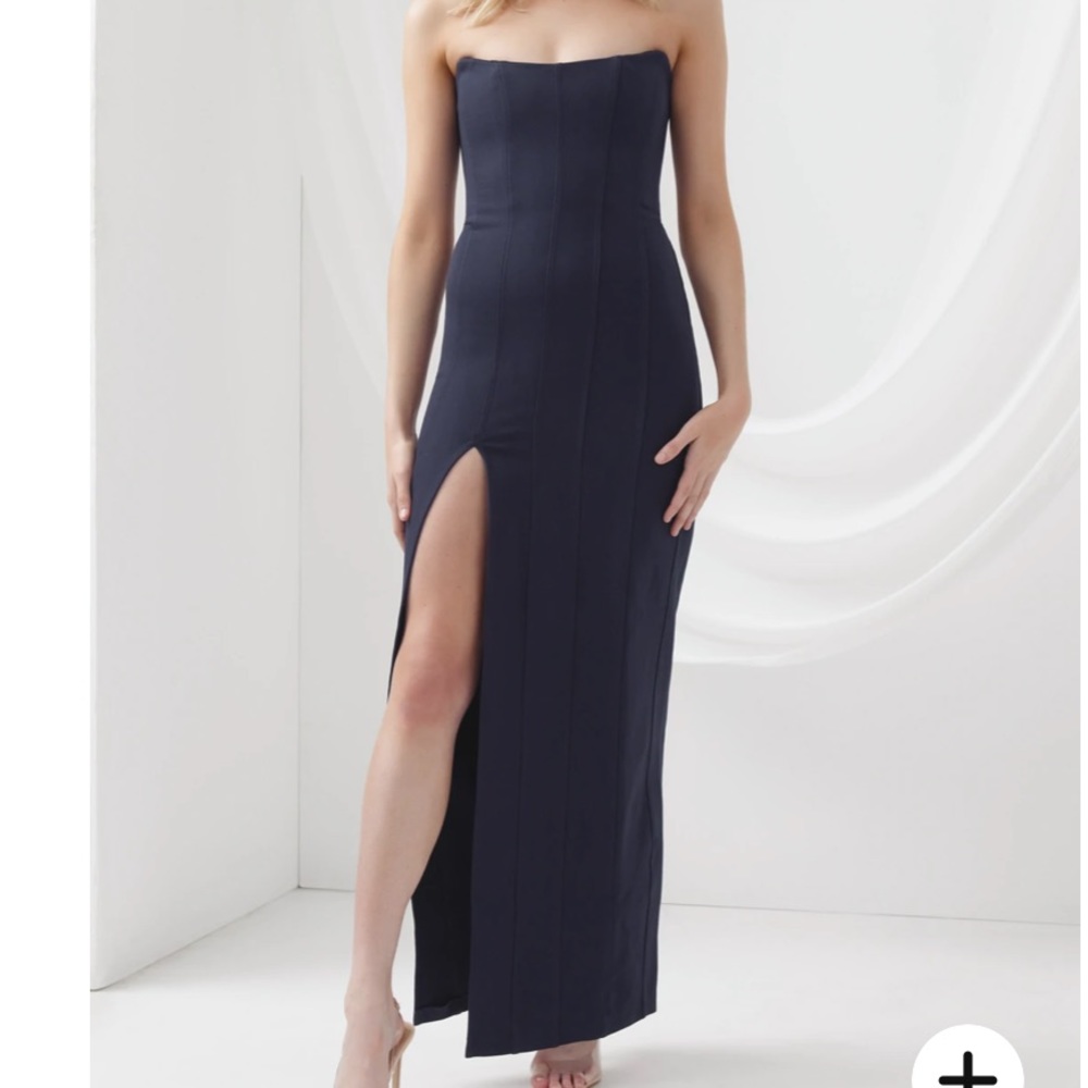 LEXI Strapless navy blue maxi dress
